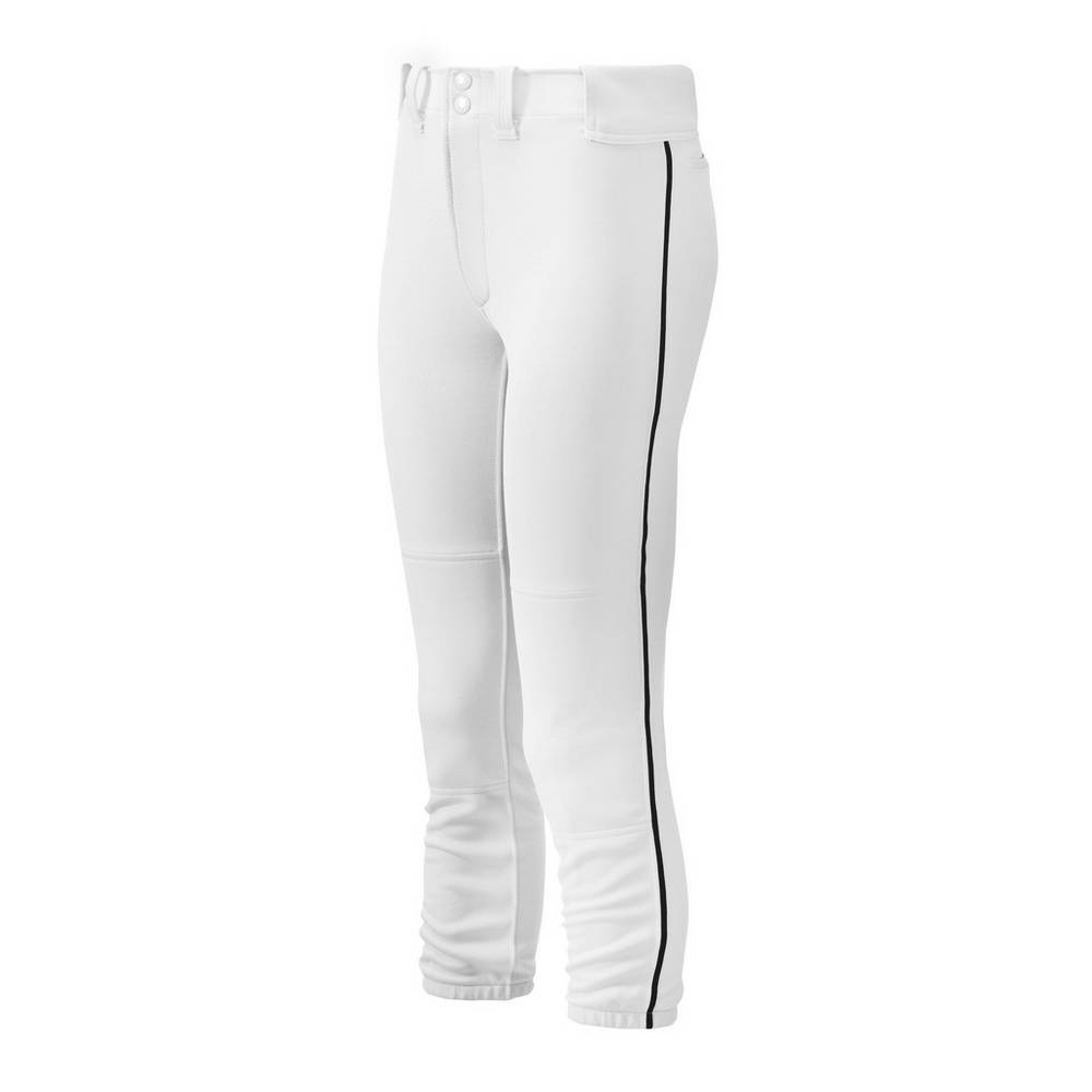 Pantaloni Mizuno Softball Belted Piped Donna - Bianche/Nere - 62837-UTNE